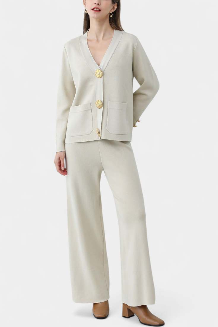 Classic Cardigan Set with Wide-Leg Pants, photo 9