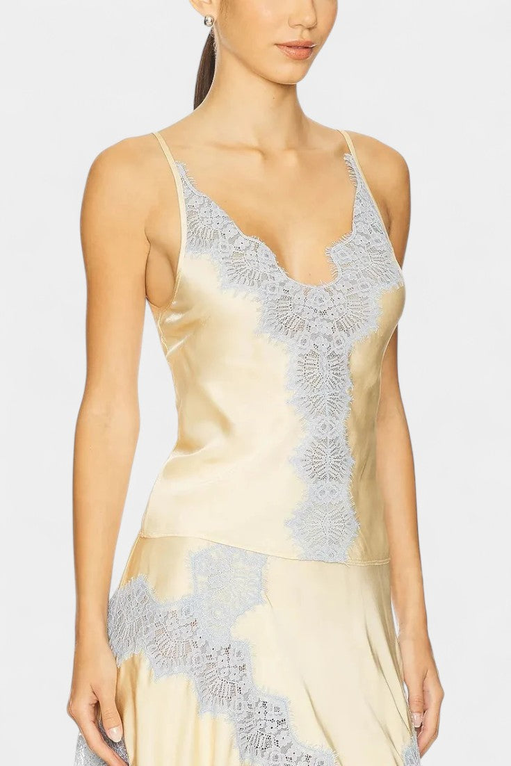 Satin and Lace Contrast Set with Flowing Midi Skirt, photo 2