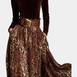Women's Velvet Turtleneck & Leopard Skirt Set, photo 2