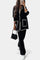 Women's Trimmed Jacket and Casual Pants Set in Black
