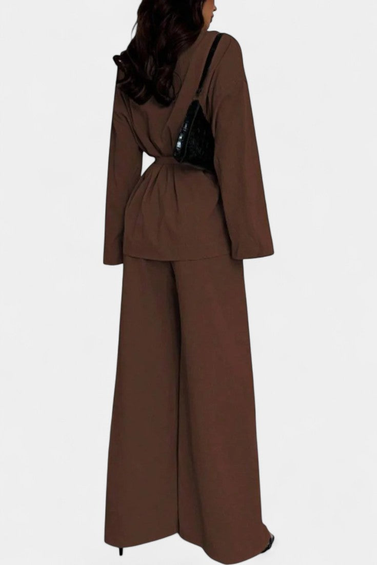 Women's V-Neck Blazer and Flared Pants Set, photo 3