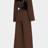 Women's V-Neck Blazer and Flared Pants Set, photo 3