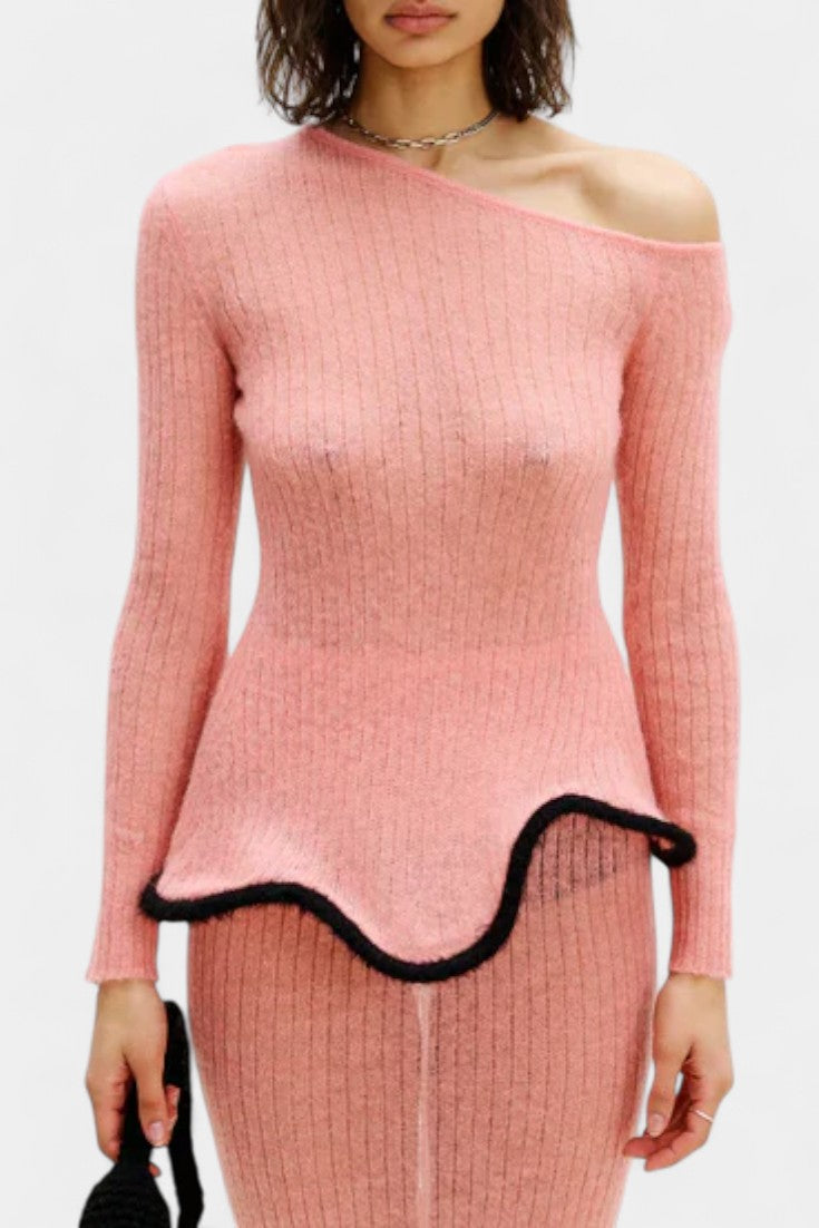 Asymmetric Knit Set with Shimmer Midi Skirt, photo 2
