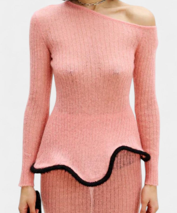 Asymmetric Knit Set with Shimmer Midi Skirt, photo 2