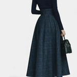 Night Blue High Neck Set with Checkered Skirt, photo 3