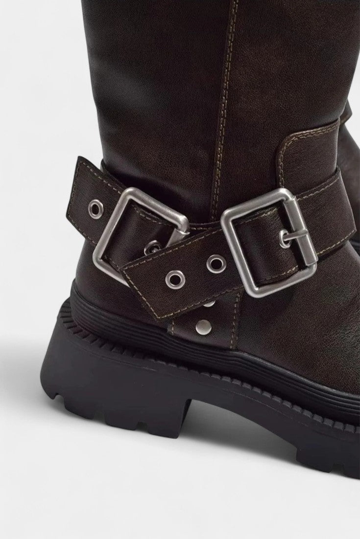 Strapped Mid-Calf Boots with Buckle Detail, photo 3
