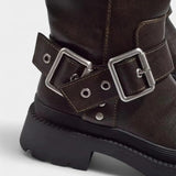 Strapped Mid-Calf Boots with Buckle Detail, photo 3