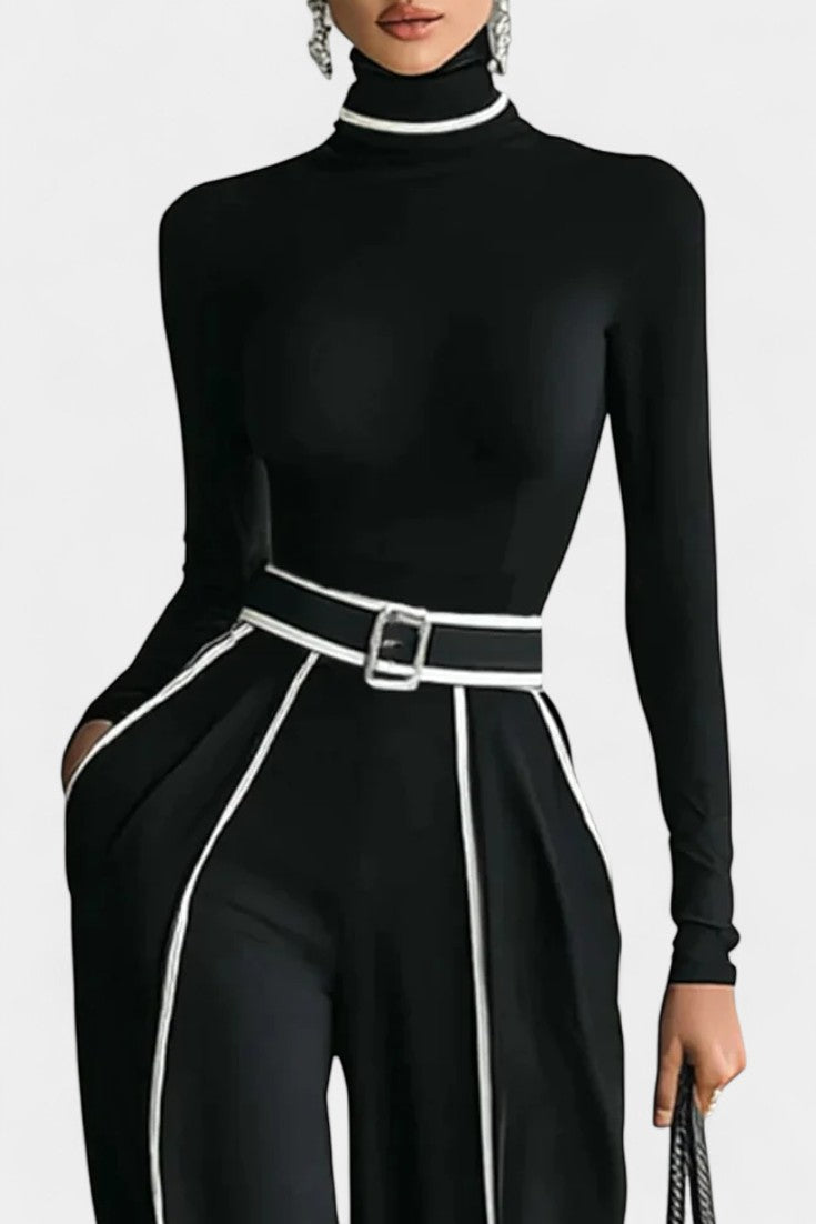 High-Collar Set with Flared Wide-Leg Pants, photo 2