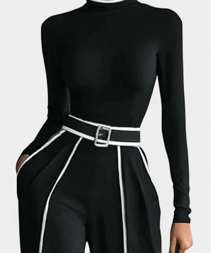 High-Collar Set with Flared Wide-Leg Pants, photo 2