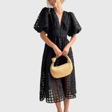 Elanqi Elegant Midi Dress in Black