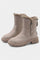 Fur-Trimmed High-Top Platform Snow Boots in Apricot