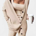 Women's Cozy Three-Piece Knit Set in Beige
