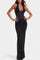 Mesh Corset Halter with Gathered Maxi Skirt Ensemble in Black