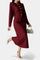 Round Neck Blouse with Midi Mermaid Skirt in Burgundy