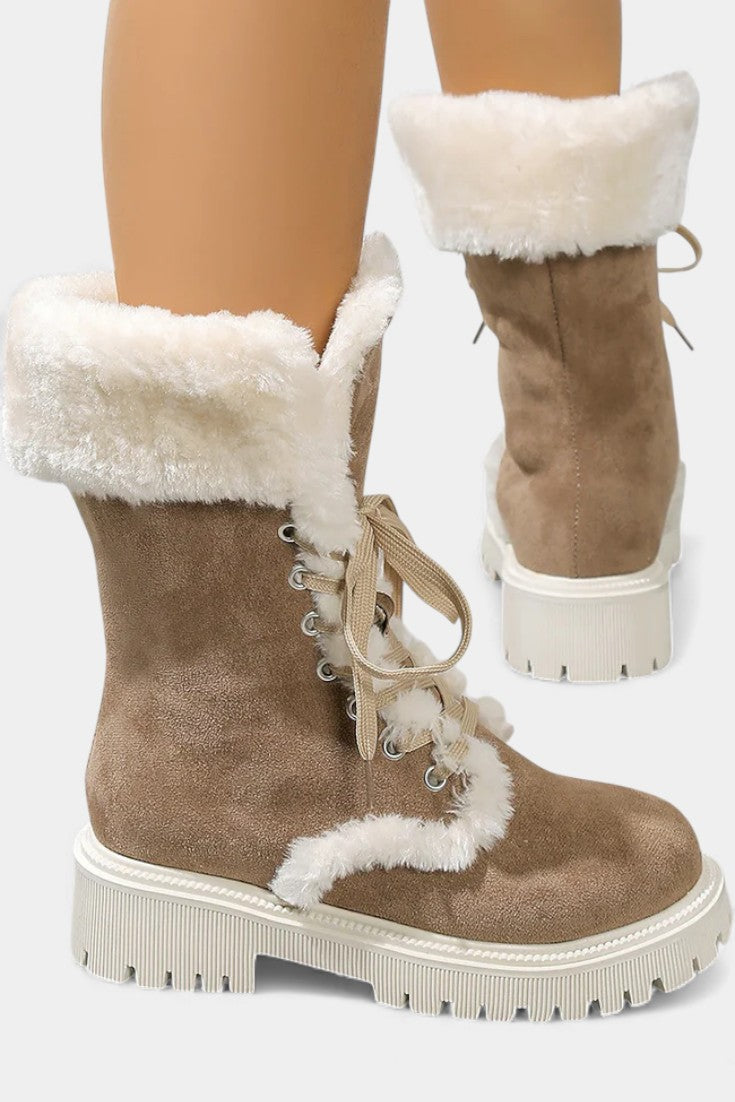 Women's Lace-Up Mid-Calf Faux Fur Boots, photo 2