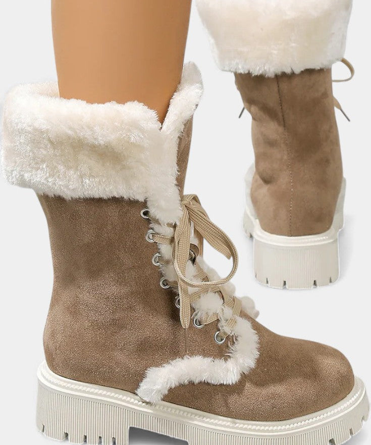 Women's Lace-Up Mid-Calf Faux Fur Boots, photo 2
