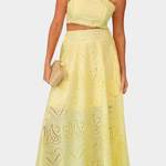 Women's Crop Top & Maxi Skirt in Yellow