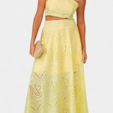 Women's Crop Top & Maxi Skirt in Yellow