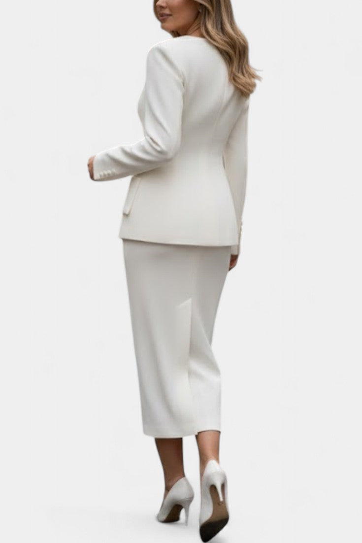 Blazer Set with Square Collar and Flowing Long Skirt, photo 4