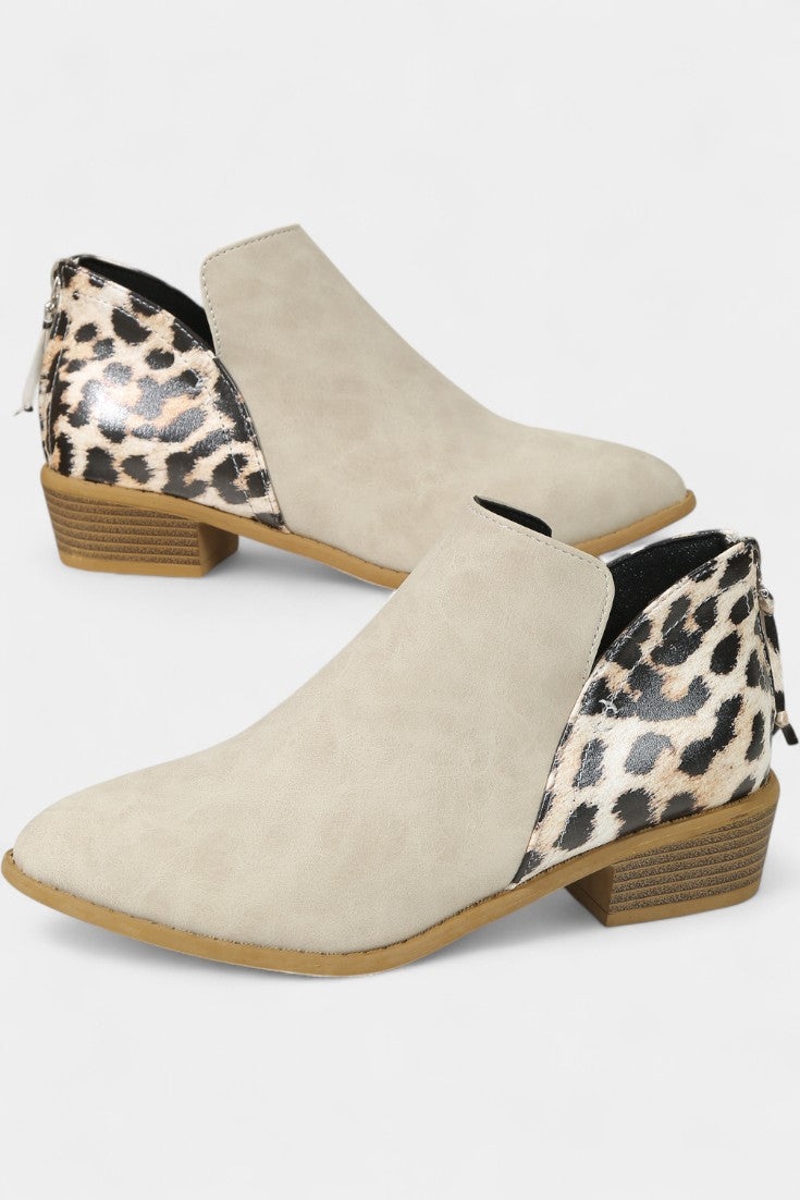 Women's Stylish Leopard Print Comfort Boots in Apricot