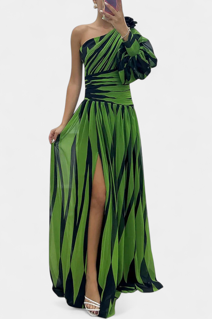 Aubryzah Sophisticated Maxi Dress in Green