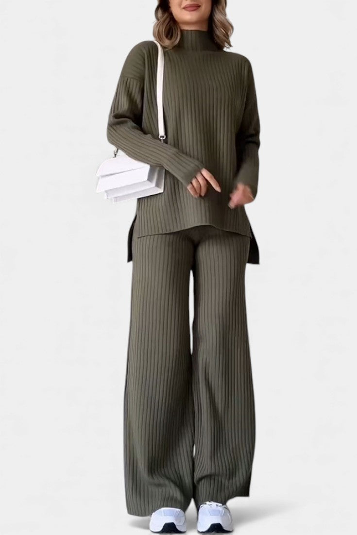 Stylish Casual Knit Set with Side Slit, photo 2