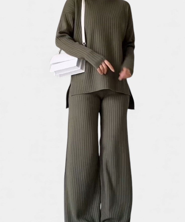 Stylish Casual Knit Set with Side Slit, photo 2