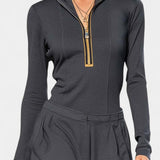 Dark Gray Set Featuring High Collar and Wide-Leg Pants, photo 2