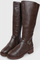 Buckled High Boots with Zipper Closure in Coffee