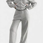 Cozy Cardigan Jacket & Wide-Leg Pants Set in Gray