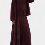 Oversized Sweater & Midi Skirt Set in Burgundy