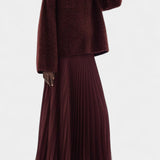 Oversized Sweater & Midi Skirt Set in Burgundy