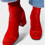 Contemporary Chunky Heel Boots in Red