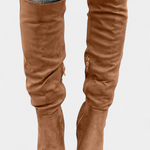 Women's Chunky Heeled Round Toe Boots in Brown