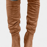 Women's Chunky Heeled Round Toe Boots in Brown