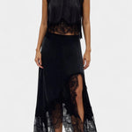 Women's Midi Lace Skirt with Matching Top in Black