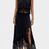 Women's Midi Lace Skirt with Matching Top in Black