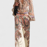 Women's Paisley Print Ruffled Blouse Set in Multicolor