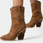 Women's Western Pointed-Toe Ankle Boots in Sienna Brown