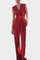 Women's Belted Gilet and Wide-Leg Pant Set in Red