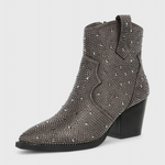Zippered Patchwork Boots with Durable Sole in Brown
