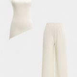 Halter Neck Asymmetrical Top with Wide-Leg Pants Set, photo 4