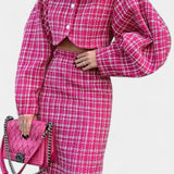 Women's Blazer and Plaid Tweed Skirt Set, photo 2