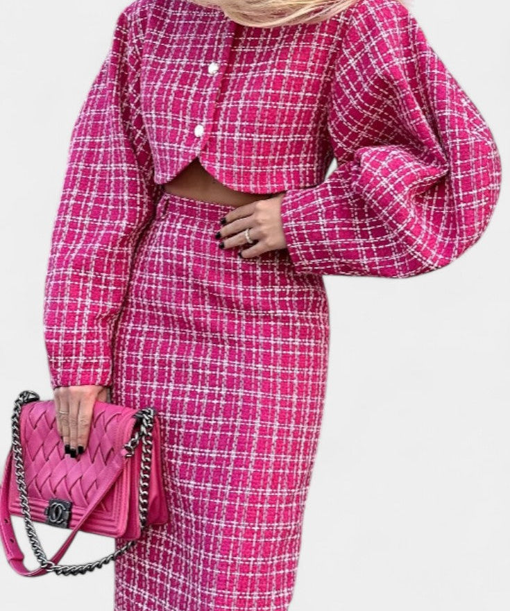 Women's Blazer and Plaid Tweed Skirt Set, photo 2