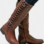 Cushioned-Sole High Boots in Brown