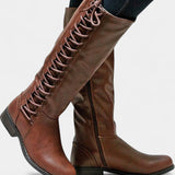 Cushioned-Sole High Boots in Brown