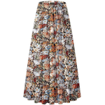 Winter Floral Print Elastic-Waist Skirt in Brown
