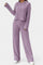 Women's Striped Knit Hoodie and Pants Set in Purple