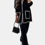 Women's Trimmed Jacket and Casual Pants in Black