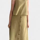 Cotton Button-Detail Midi Skirt Set, photo 2